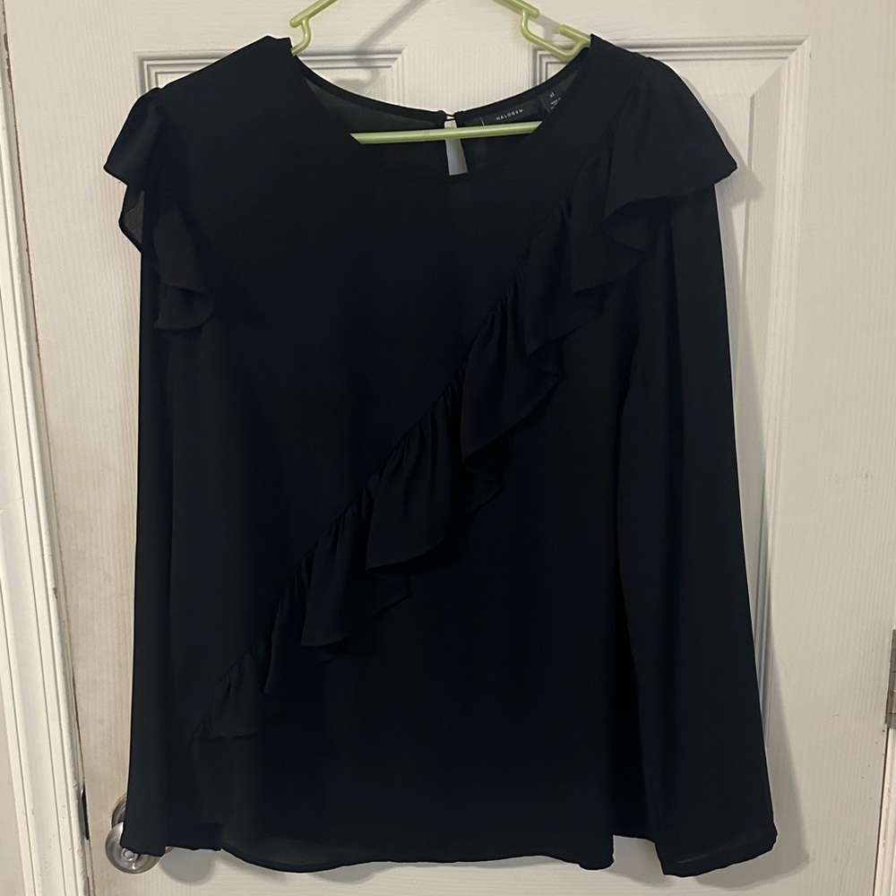 Halogen Charcoal Ruffled Blouse